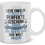 22Feels® Geschenk für Enkelin von Oma - Tasse mit Spruch: Das Perfekte Geschenk (Weiss, 320ml)-Weisse Tasse 320ml-22Feels
