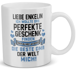 22Feels® Geschenk für Enkelin von Oma - Tasse mit Spruch: Das Perfekte Geschenk (Weiss, 320ml)-Weisse Tasse 320ml-22Feels
