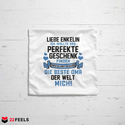 22Feels® Enkelin Geschenk von der Oma - Kissen mit Spruch (Weiss 40x40cm)-Kissen Weiss 40x40-22Feels