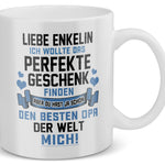 22Feels® Geschenk für Enkelin von Opa - Tasse mit Spruch: Das Perfekte Geschenk (Weiss, 320ml)-Weisse Tasse 320ml-22Feels