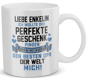 22Feels® Geschenk für Enkelin von Opa - Tasse mit Spruch: Das Perfekte Geschenk (Weiss, 320ml)-Weisse Tasse 320ml-22Feels