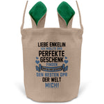 22Feels® Enkelin Osterkorb von Opa Kinder Mädchen mit Henkel Ostergeschenk Tragetasche Ostern Deko Osternest Körbchen Hasenohren (Beige/Grün)-Ostern Tragetasche-22Feels