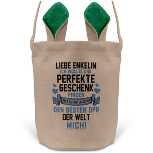 22Feels® Enkelin Osterkorb von Opa Kinder Mädchen mit Henkel Ostergeschenk Tragetasche Ostern Deko Osternest Körbchen Hasenohren (Beige/Grün)-Ostern Tragetasche-22Feels