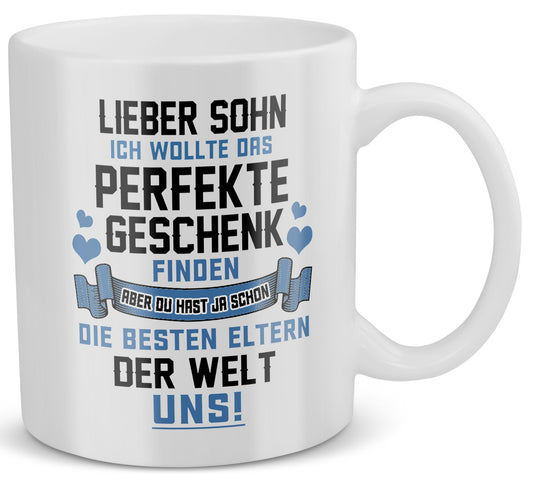 22Feels® Geschenk für Sohn - Tasse mit Spruch: Das Perfekte Geschenk (Weiss, 320ml)-Weisse Tasse 320ml-22Feels