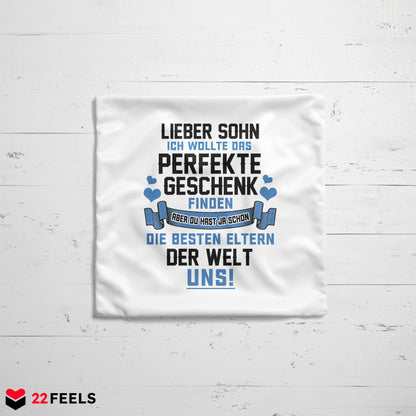 22Feels® Sohn Geschenk - Kissen mit Spruch (Weiss 40x40cm)-Kissen Weiss 40x40-22Feels