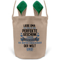 22Feels® Oma Grossmutter Osterkorb mit Henkel Ostergeschenk Tragetasche Ostern Deko Osternest Körbchen Hasenohren (Beige/Grün)-Ostern Tragetasche-22Feels