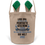 22Feels® Oma Grossmutter Osterkorb mit Henkel Ostergeschenk Tragetasche Ostern Deko Osternest Körbchen Hasenohren (Beige/Grün)-Ostern Tragetasche-22Feels
