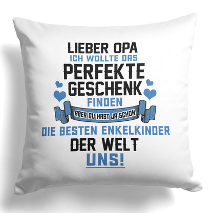 22Feels® Opa Geschenk - Kissen mit Spruch (Weiss 40x40cm)-Kissen Weiss 40x40-22Feels