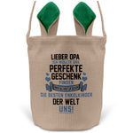 22Feels® Opa Grossvater Osterkorb mit Henkel Ostergeschenk Tragetasche Ostern Deko Osternest Körbchen Hasenohren (Beige/Grün)-Ostern Tragetasche-22Feels