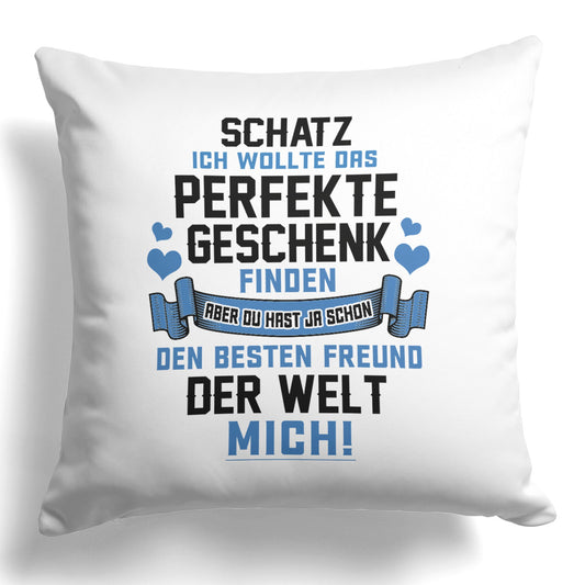 22Feels® Freundin Geschenk zum Jahrestag, Valentinstag, Geburtstag etc. - Kissen mit Spruch (Weiss 40x40cm)-Kissen Weiss 40x40-22Feels