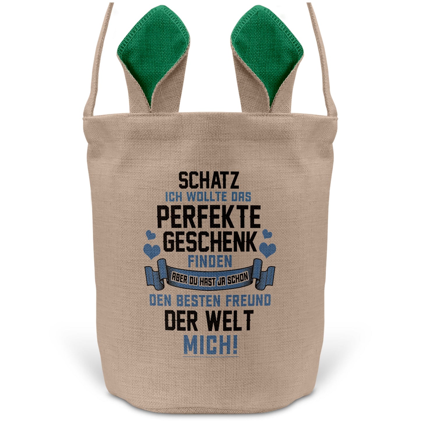 22Feels® Freundin Paar Osterkorb mit Henkel Ostergeschenk Tragetasche Ostern Deko Osternest Körbchen Hasenohren (Beige/Grün)-Ostern Tragetasche-22Feels