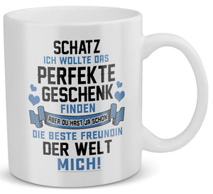 22Feels® Freund Geschenk zum Jahrestag, Valentinstag etc. - Tasse mit Spruch: Das Perfekte Geschenk (Weiss, 320ml)-Weisse Tasse 320ml-22Feels