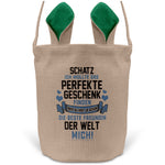 22Feels® Freund Paar Osterkorb mit Henkel Ostergeschenk Tragetasche Ostern Deko Osternest Körbchen Hasenohren (Beige/Grün)-Ostern Tragetasche-22Feels