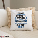 22Feels® Ehefrau Geschenk zum Hochzeitstag, Valentinstag etc. - Kissen mit Spruch (Weiss 40x40cm)-Kissen Weiss 40x40-22Feels