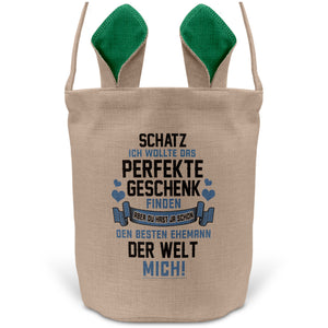 22Feels® Ehefrau Osterkorb mit Henkel Ostergeschenk Tragetasche Ostern Deko Osternest Körbchen Hasenohren (Beige/Grün)-Ostern Tragetasche-22Feels