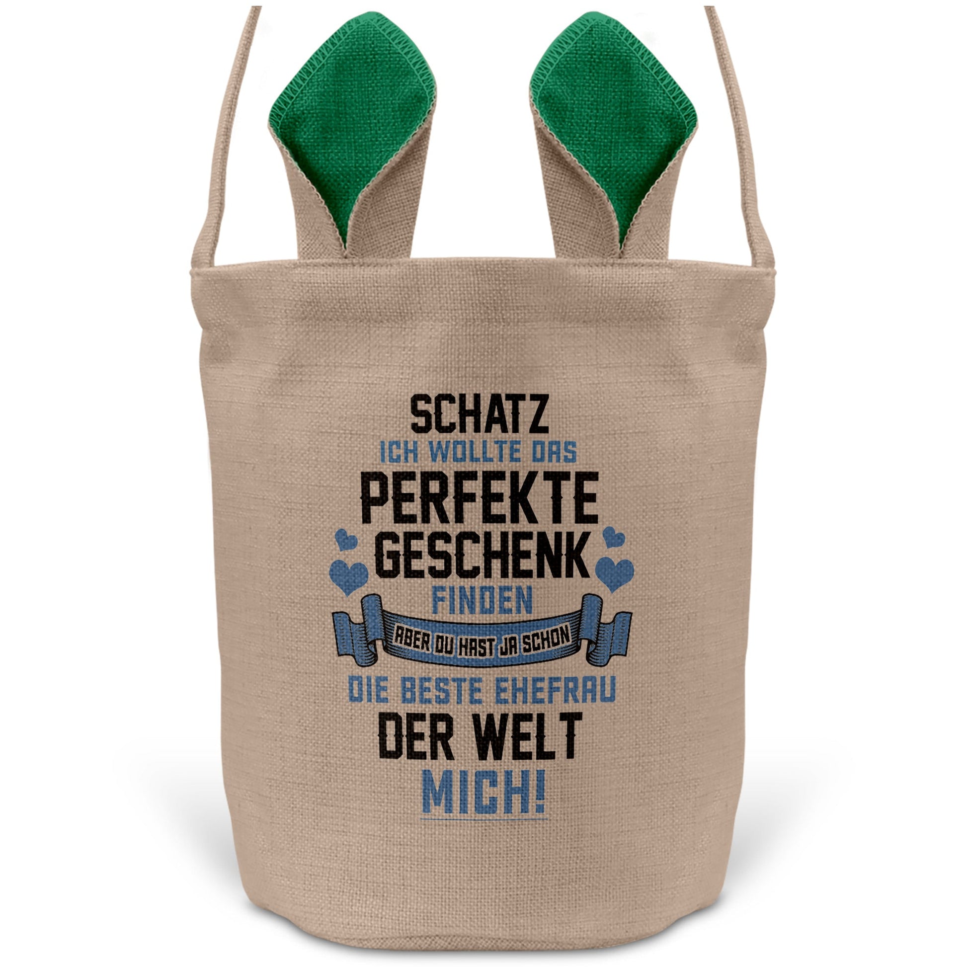 22Feels® Ehemann Osterkorb mit Henkel Ostergeschenk Tragetasche Ostern Deko Osternest Körbchen Hasenohren (Beige/Grün)-Ostern Tragetasche-22Feels