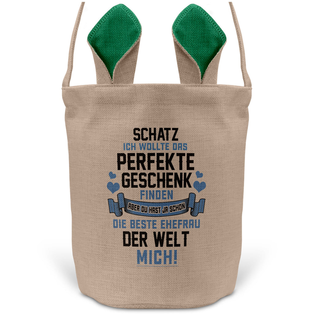 22Feels® Ehemann Osterkorb mit Henkel Ostergeschenk Tragetasche Ostern Deko Osternest Körbchen Hasenohren (Beige/Grün)-Ostern Tragetasche-22Feels
