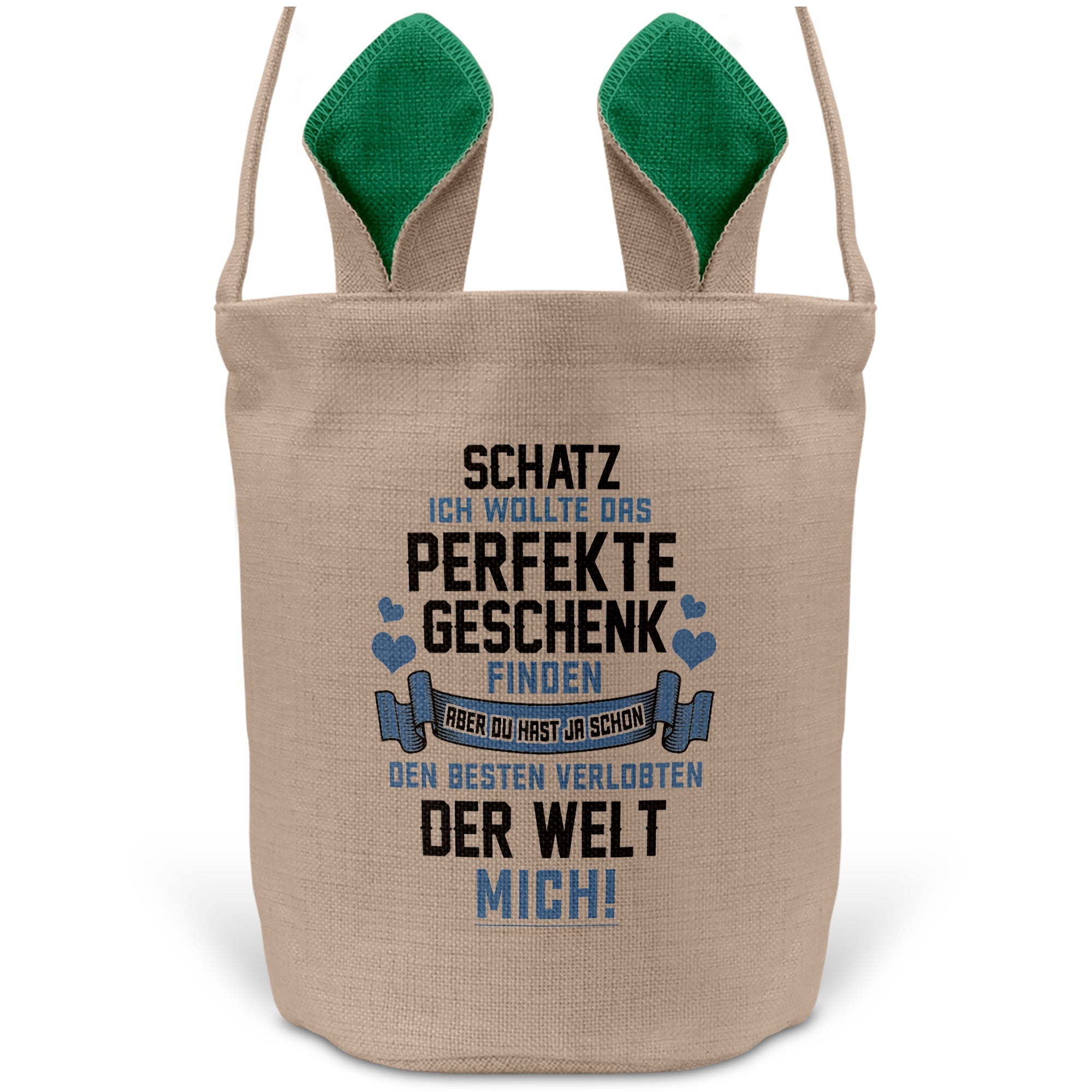 22Feels® Verlobte Frauen Osterkorb mit Henkel Ostergeschenk Tragetasche Ostern Deko Osternest Körbchen Hasenohren (Beige/Grün)-Ostern Tragetasche-22Feels