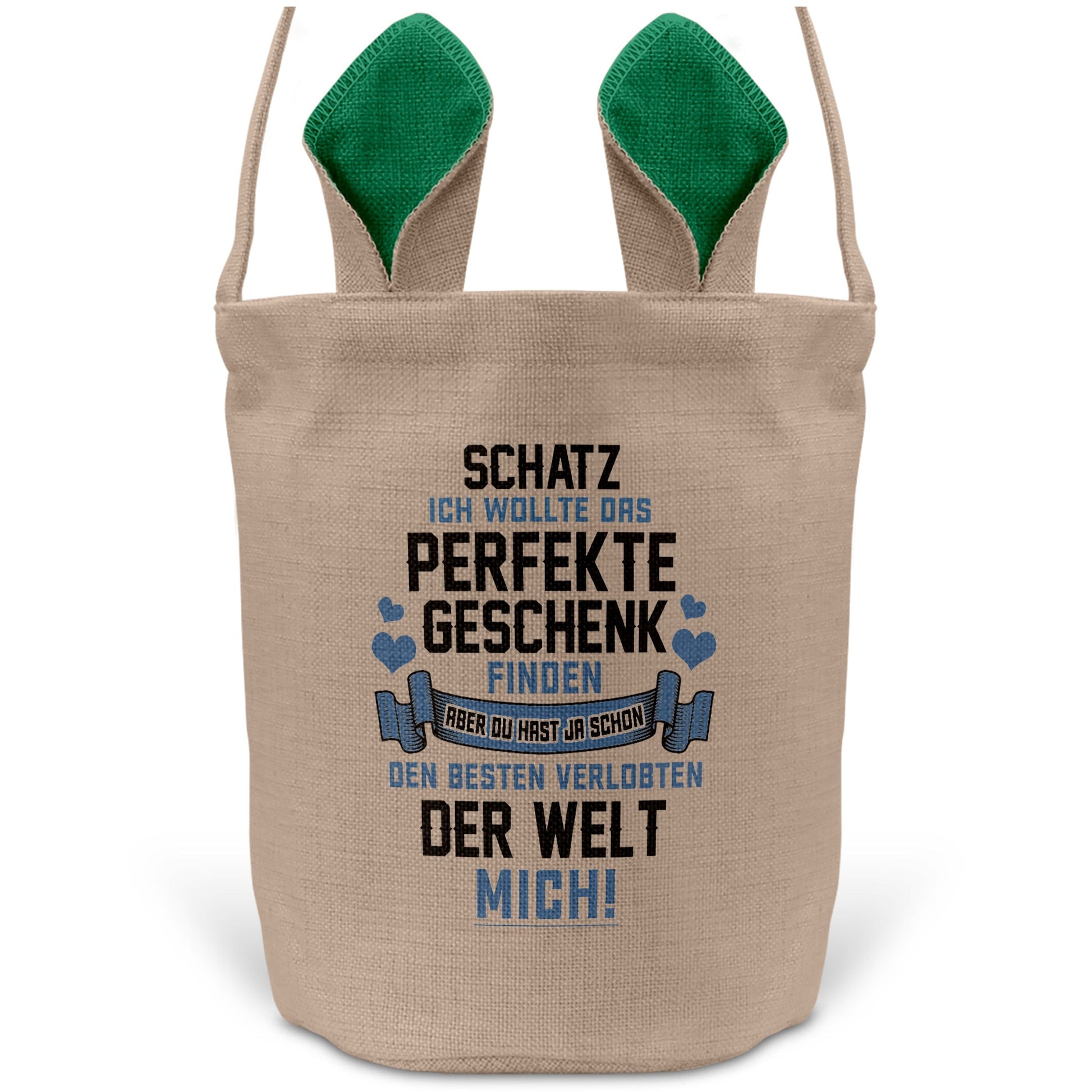 22Feels® Verlobte Frauen Osterkorb mit Henkel Ostergeschenk Tragetasche Ostern Deko Osternest Körbchen Hasenohren (Beige/Grün)-Ostern Tragetasche-22Feels