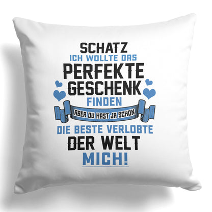 22Feels® Verlobter Geschenk - Kissen mit Spruch (Weiss 40x40cm)-Kissen Weiss 40x40-22Feels