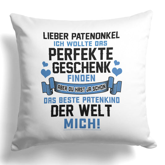 22Feels® Patenonkel Geschenk - Kissen mit Spruch (Weiss 40x40cm)-Kissen Weiss 40x40-22Feels