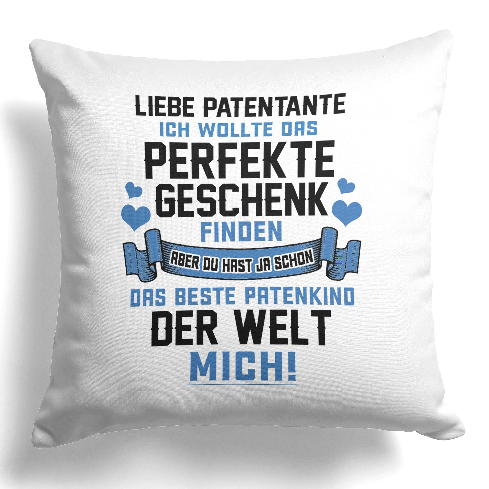 22Feels® Patentante Geschenk - Kissen mit Spruch (Weiss 40x40cm)-Kissen Weiss 40x40-22Feels
