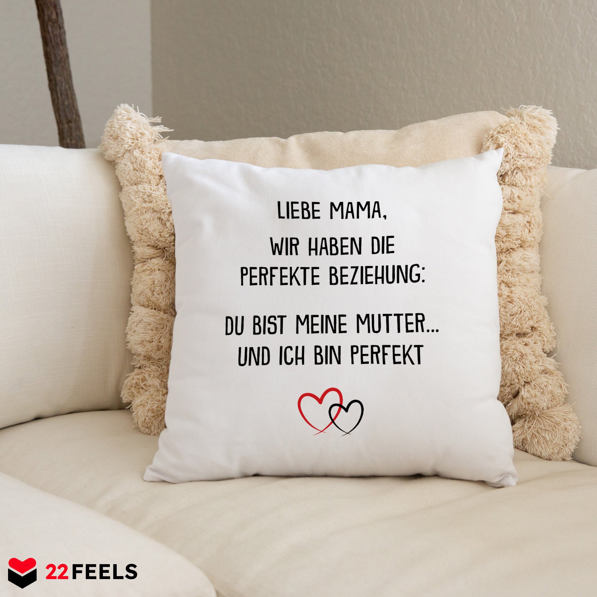 22Feels® Mama Geschenk - Kissen mit Spruch (Weiss 40x40cm)-Kissen Weiss 40x40-22Feels