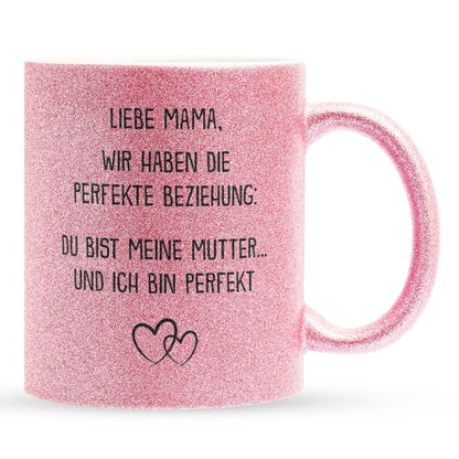 22Feels® Mama Geschenk - Glitzertasse mit Spruch (Pink, 320ml)-Glitzertasse Pink 320ml-22Feels