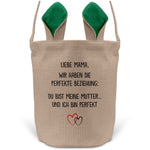 22Feels® Mama Osterkorb Mutter mit Henkel Ostergeschenk Tragetasche Ostern Deko Osternest Körbchen Hasenohren (Beige/Grün)-Ostern Tragetasche-22Feels