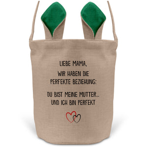 22Feels® Mama Osterkorb Mutter mit Henkel Ostergeschenk Tragetasche Ostern Deko Osternest Körbchen Hasenohren (Beige/Grün)-Ostern Tragetasche-22Feels
