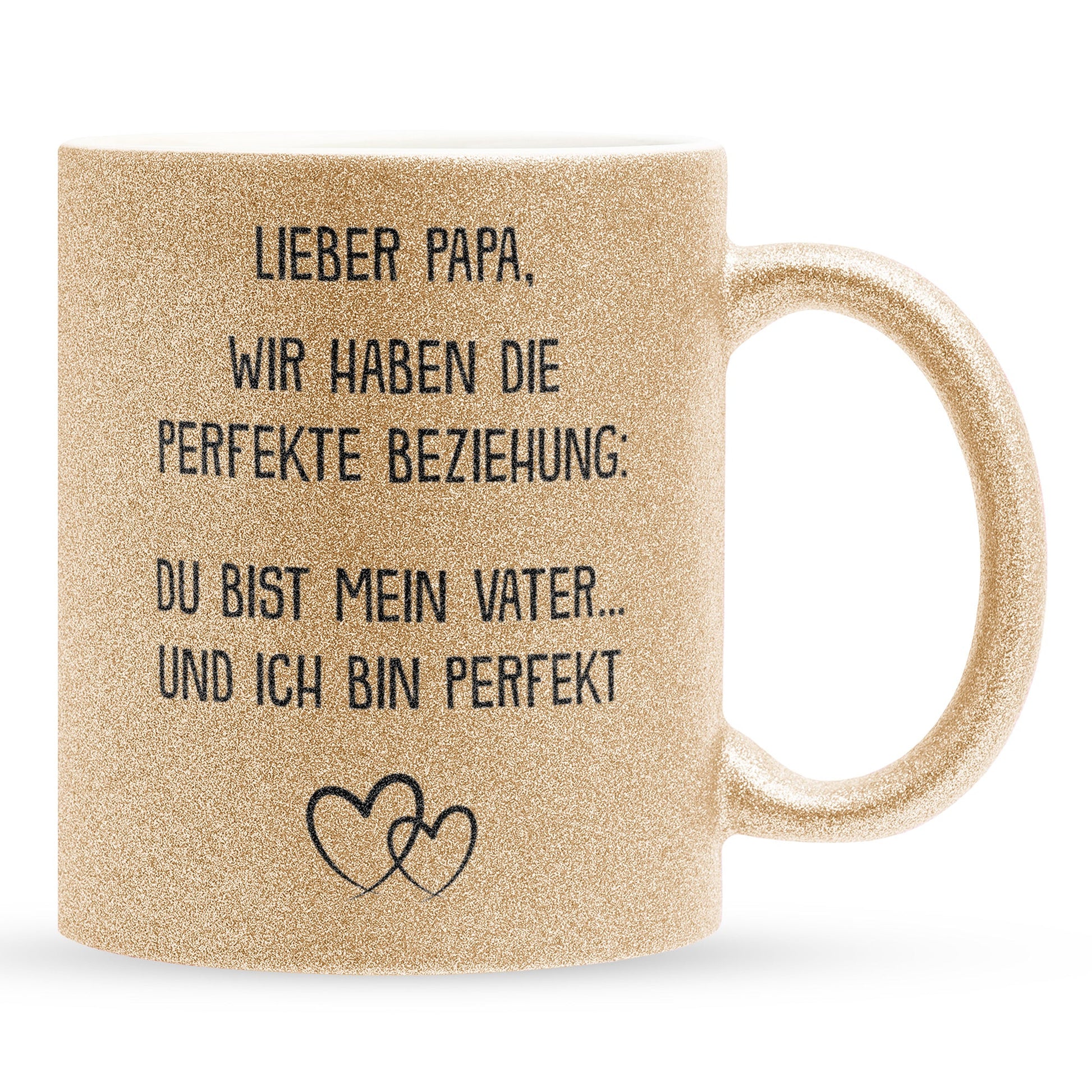 22Feels® Papa Geschenk - Glitzertasse mit Spruch (Gold, 320ml)-Glitzertasse Gold 320ml-22Feels
