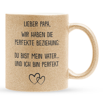 22Feels® Papa Geschenk - Glitzertasse mit Spruch (Gold, 320ml)-Glitzertasse Gold 320ml-22Feels