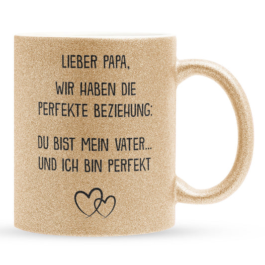22Feels® Papa Geschenk - Glitzertasse mit Spruch (Gold, 320ml)-Glitzertasse Gold 320ml-22Feels