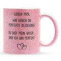 22Feels® Papa Geschenk - Glitzertasse mit Spruch (Pink, 320ml)-Glitzertasse Pink 320ml-22Feels