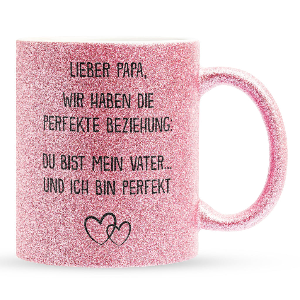 22Feels® Papa Geschenk - Glitzertasse mit Spruch (Pink, 320ml)-Glitzertasse Pink 320ml-22Feels