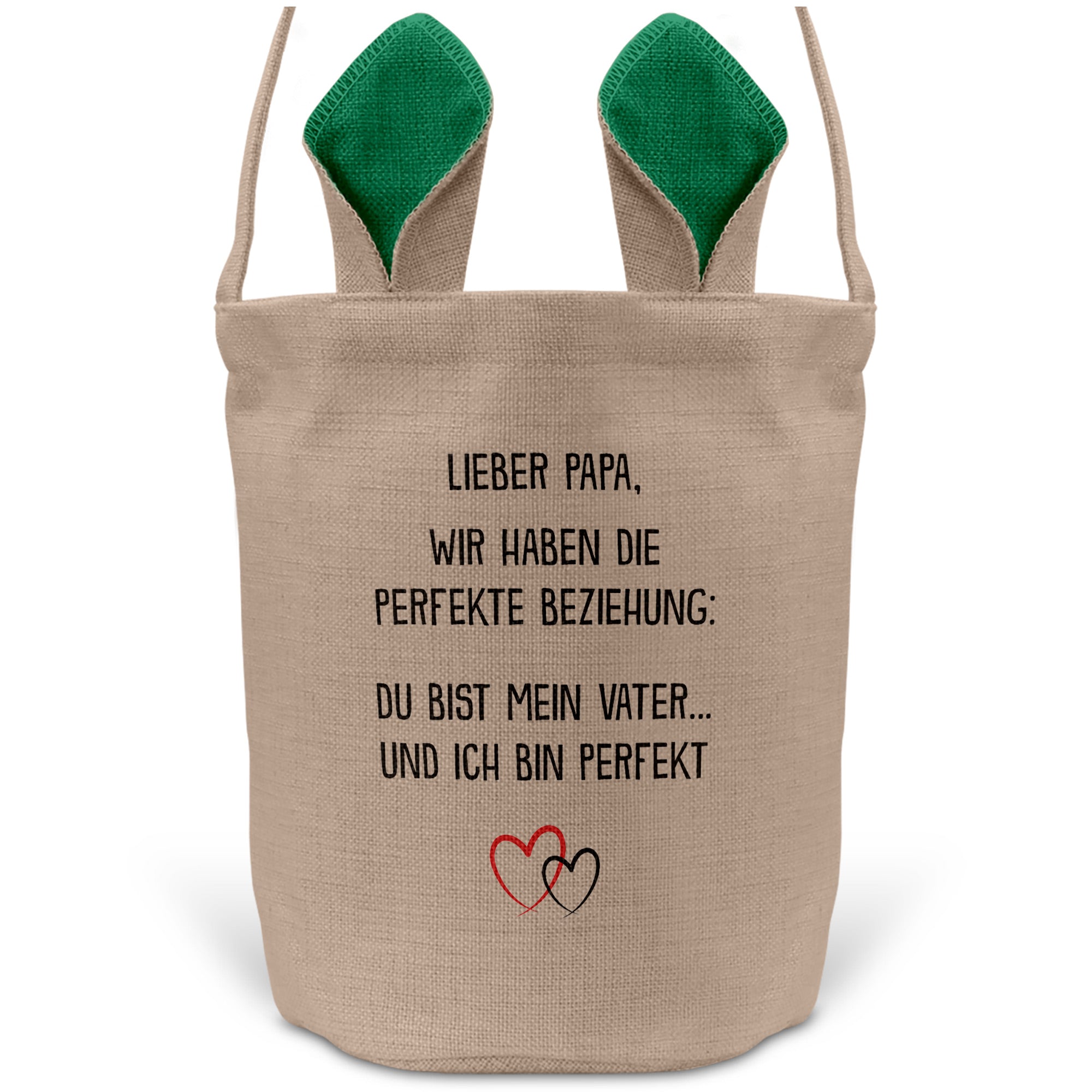 22Feels® Papa Osterkorb Vater mit Henkel Ostergeschenk Tragetasche Ostern Deko Osternest Körbchen Hasenohren (Beige/Grün)-Ostern Tragetasche-22Feels