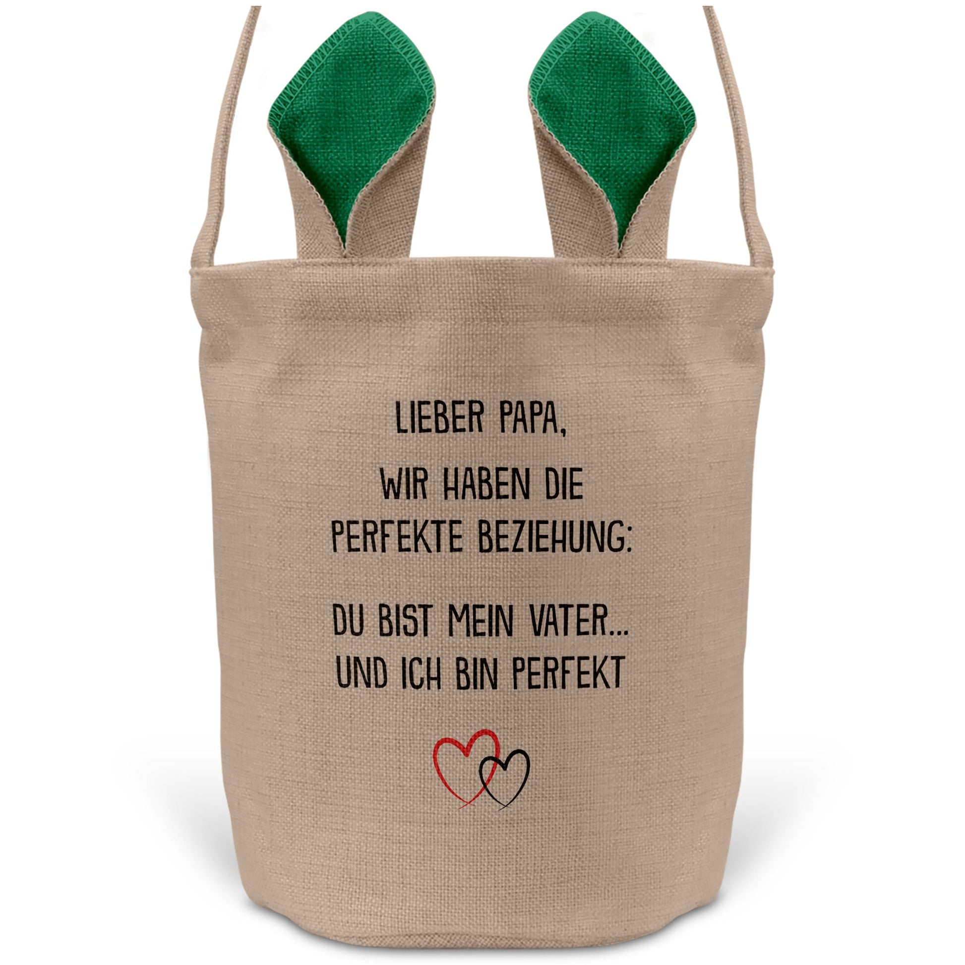 22Feels® Papa Osterkorb Vater mit Henkel Ostergeschenk Tragetasche Ostern Deko Osternest Körbchen Hasenohren (Beige/Grün)-Ostern Tragetasche-22Feels