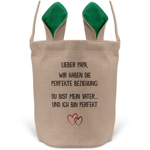 22Feels® Papa Osterkorb Vater mit Henkel Ostergeschenk Tragetasche Ostern Deko Osternest Körbchen Hasenohren (Beige/Grün)-Ostern Tragetasche-22Feels