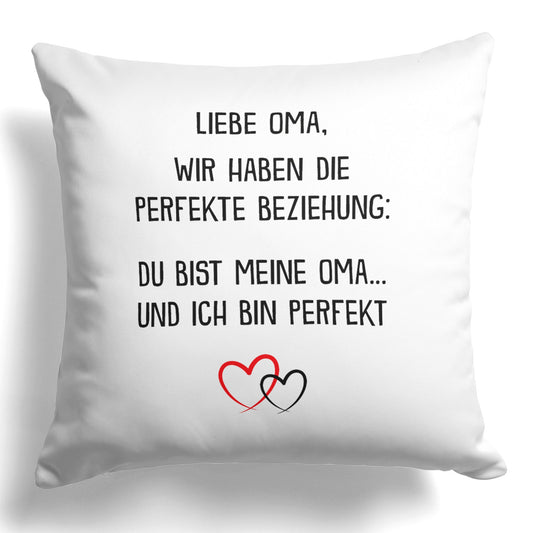 22Feels® Oma Geschenk - Kissen mit Spruch (Weiss 40x40cm)-Kissen Weiss 40x40-22Feels