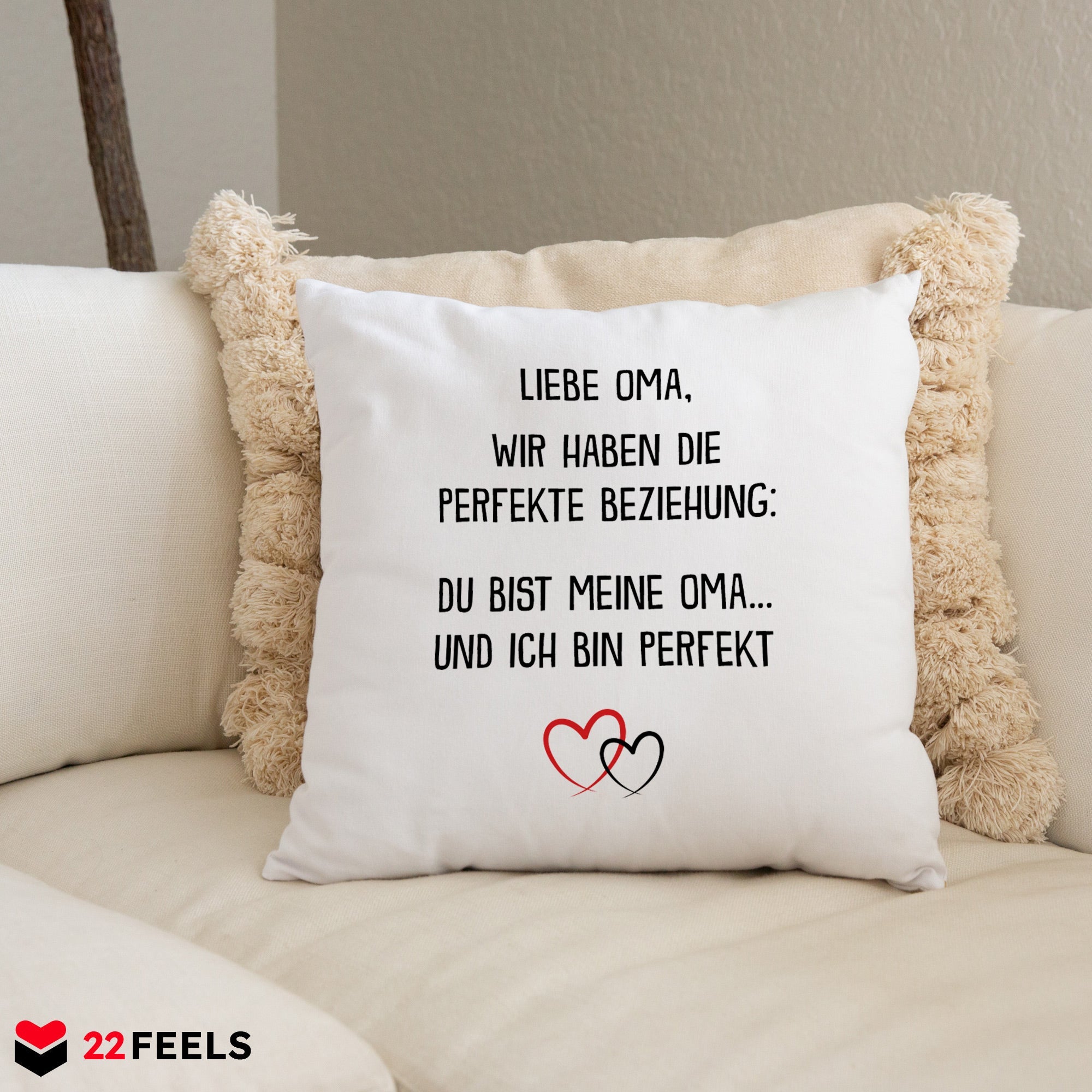 22Feels® Oma Geschenk - Kissen mit Spruch (Weiss 40x40cm)-Kissen Weiss 40x40-22Feels