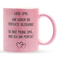 22Feels® Oma Geschenk - Glitzertasse mit Spruch (Pink, 320ml)-Glitzertasse Pink 320ml-22Feels