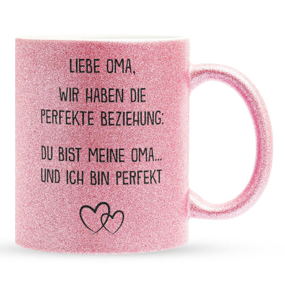 22Feels® Oma Geschenk - Glitzertasse mit Spruch (Pink, 320ml)-Glitzertasse Pink 320ml-22Feels