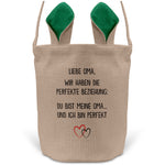 22Feels® Oma Grossmutter Osterkorb mit Henkel Ostergeschenk Tragetasche Ostern Deko Osternest Körbchen Hasenohren (Beige/Grün)-Ostern Tragetasche-22Feels