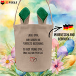 22Feels® Oma Grossmutter Osterkorb mit Henkel Ostergeschenk Tragetasche Ostern Deko Osternest Körbchen Hasenohren (Beige/Grün)-Ostern Tragetasche-22Feels