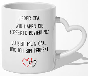22Feels® Opa Geschenk - Tasse mit Spruch (Herzhenkel, Weiss, 320ml)-Tasse Weiss Herzhenkel 320ml-22Feels