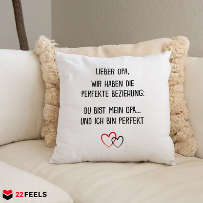 22Feels® Opa Geschenk - Kissen mit Spruch (Weiss 40x40cm)-Kissen Weiss 40x40-22Feels