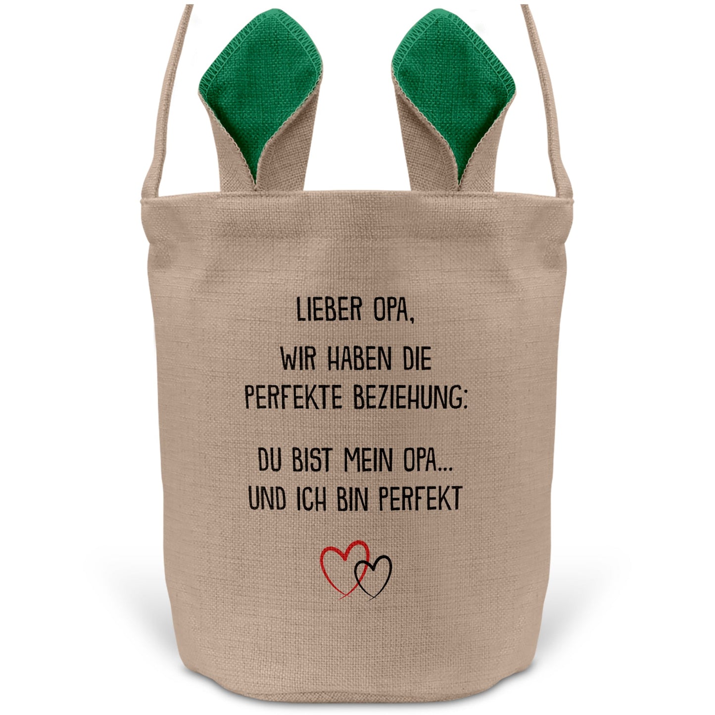 22Feels® Opa Grossvater Osterkorb mit Henkel Ostergeschenk Tragetasche Ostern Deko Osternest Körbchen Hasenohren (Beige/Grün)-Ostern Tragetasche-22Feels