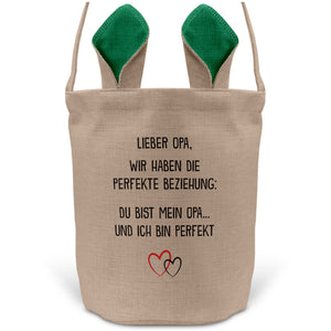 22Feels® Opa Grossvater Osterkorb mit Henkel Ostergeschenk Tragetasche Ostern Deko Osternest Körbchen Hasenohren (Beige/Grün)-Ostern Tragetasche-22Feels