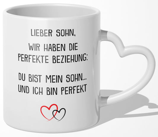 22Feels® Sohn Geschenk - Tasse mit Spruch (Herzhenkel, Weiss, 320ml)-Tasse Weiss Herzhenkel 320ml-22Feels