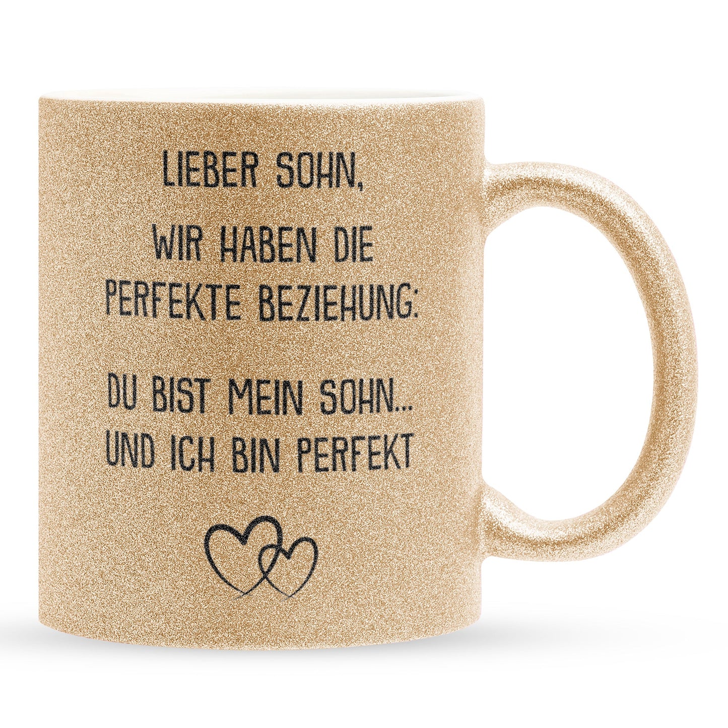 22Feels® Sohn Geschenk - Glitzertasse mit Spruch (Gold, 320ml)-Glitzertasse Gold 320ml-22Feels